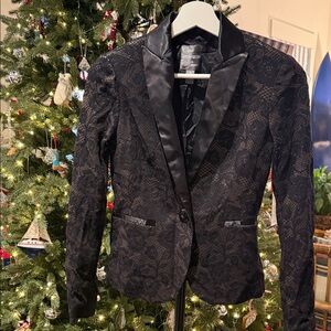 NWT Black Lace Blazer with Satin Lapel- Ralph Lauren Aesthetic Holiday